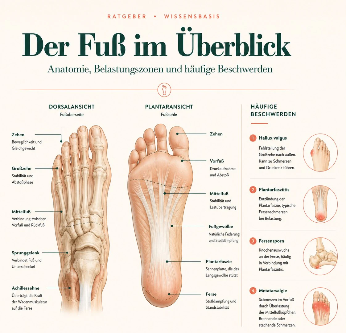 Anatomische Infografik zum menschlichen Fuß